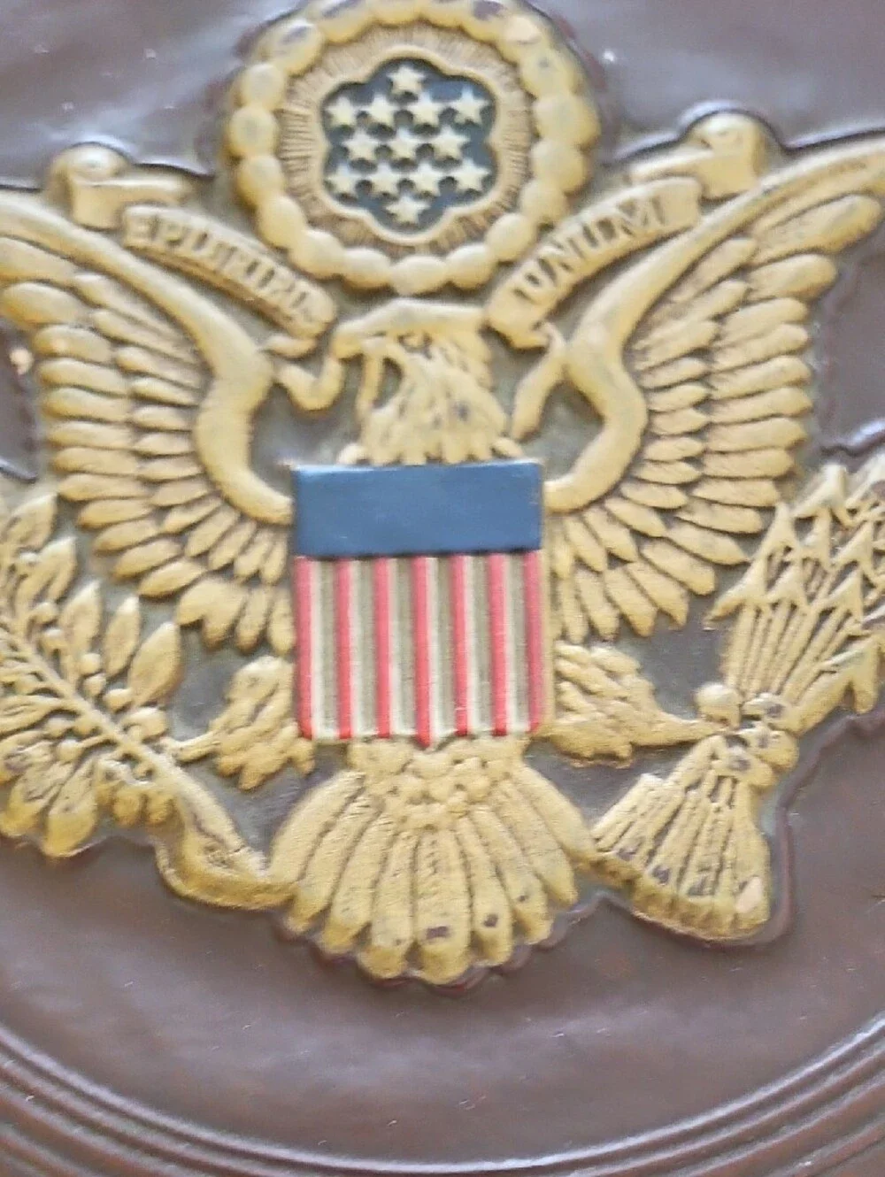Brown Decorative Leather abd Wooden Box with Gold Eagle Emblem